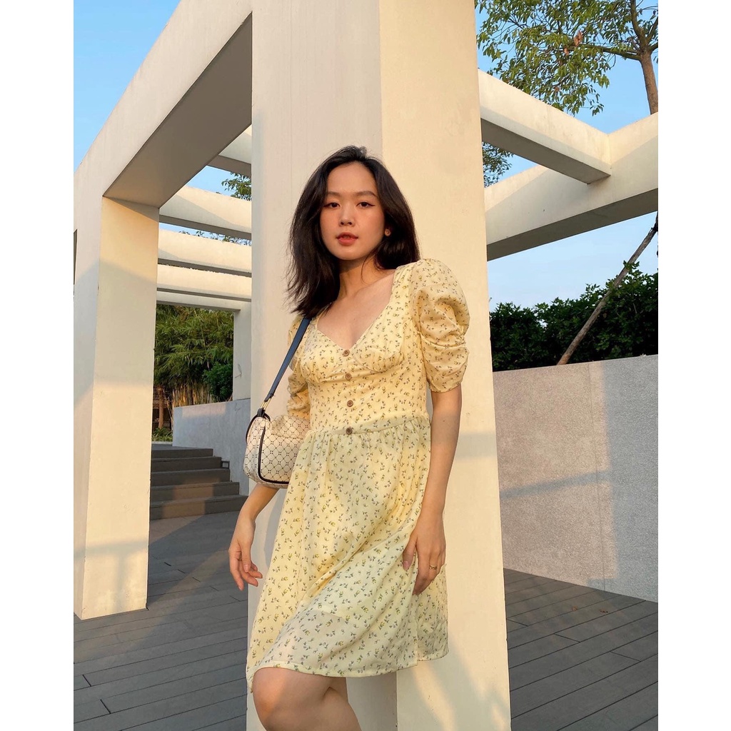 Đầm vàng nhạt hoa nhí Gigi Dress Gem Clothing SP006168