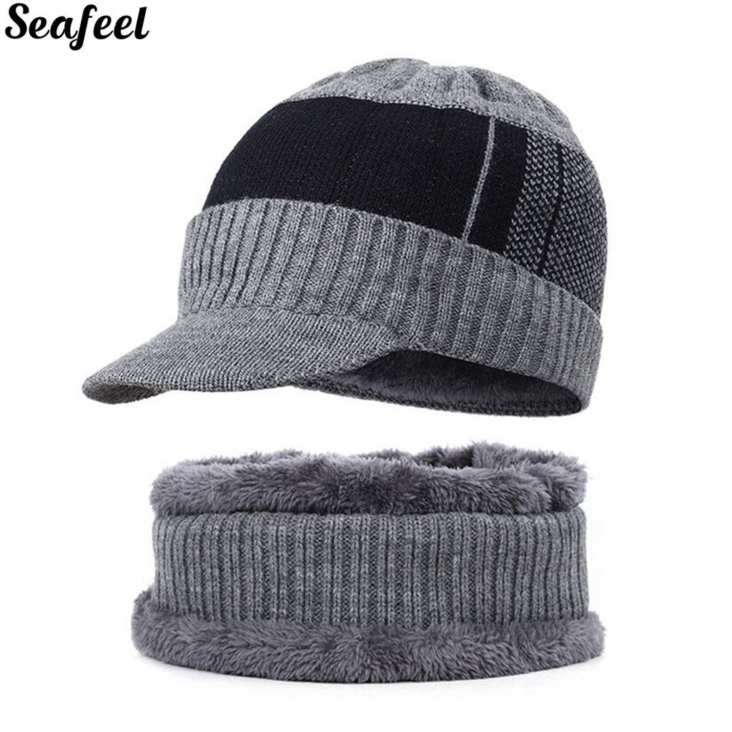 Mũ Beanie Không Vành Kèm Khăn Choàng Cổ Chống Nắng Cho Nữ