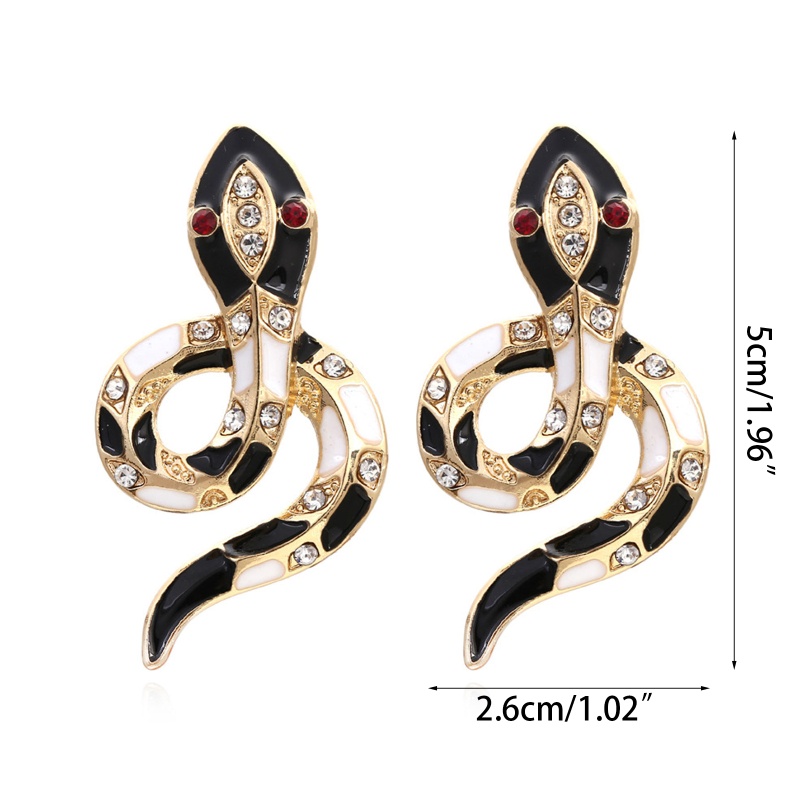 Bông Tai Dạng Xỏ Hình Rắn Đính Đá Phong Cách Retro