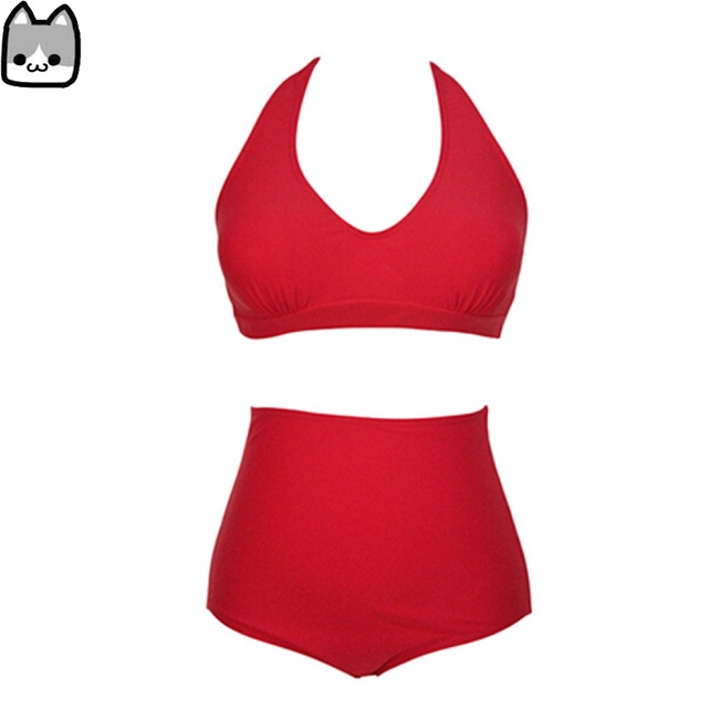 Bộ bikini cỡ lớn thiết kế cổ yếm quần eo cao gợi cảm cho nữ | BigBuy360 - bigbuy360.vn