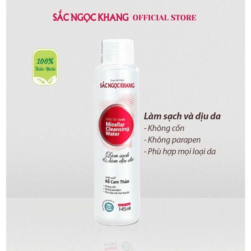 ✅ Nước Tẩy Trang Sắc Ngọc Khang 145ml thành phần thiên nhiên giúp làm sạch dịu nhẹ cho da hằng ngày & ngừa mụn hiệu quả