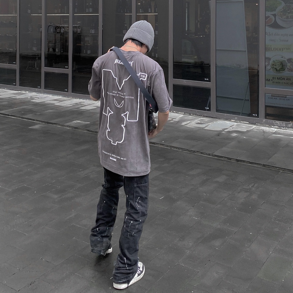 Áo Thun URBAN MONKEY Grey Chất Liệu Da Lộn dày Dặn