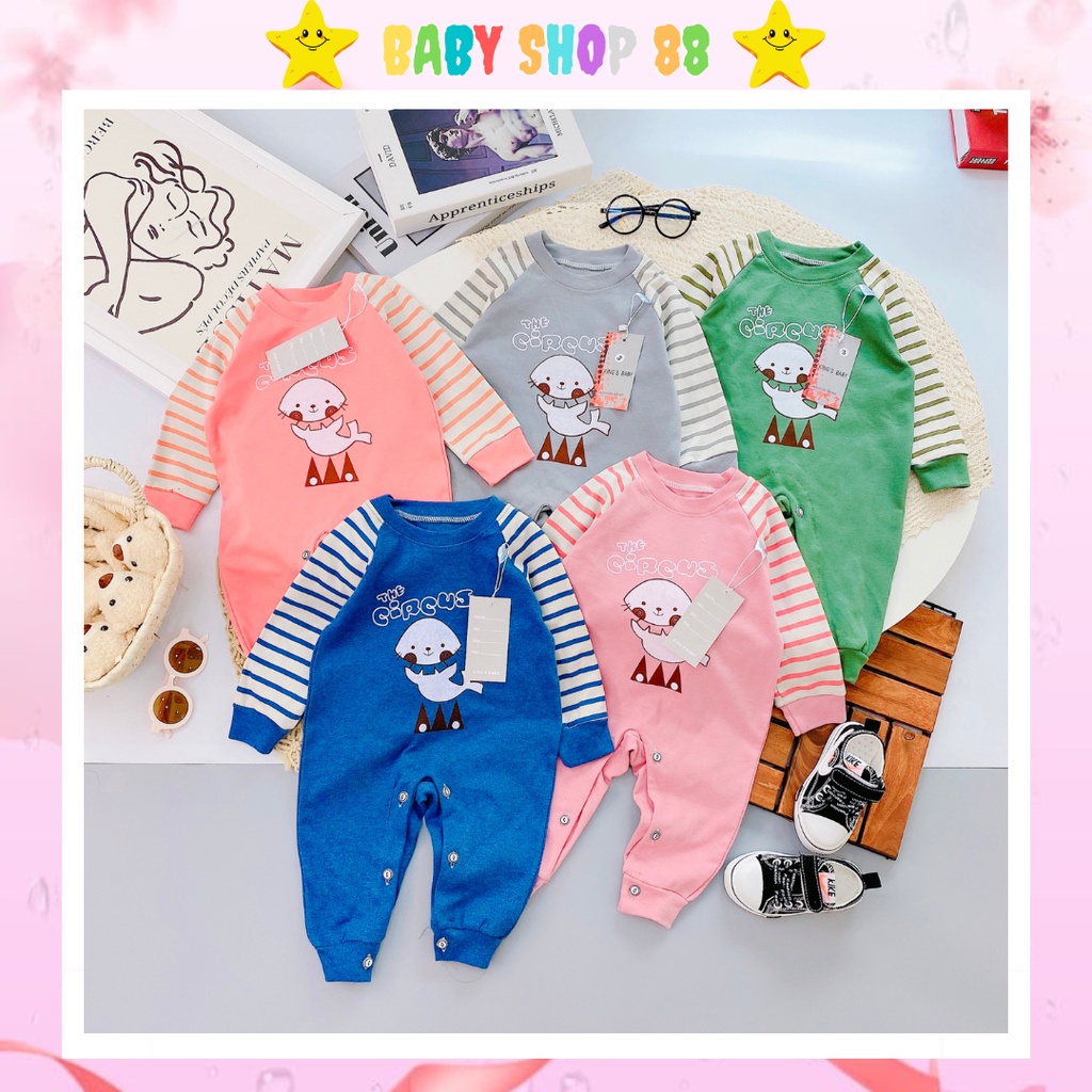 Nỉ cotton Quần áo trẻ em Bộ body dài tay cho bé trai bé gái 0 đến 12 tháng tuổi Mẫu TD1.2022