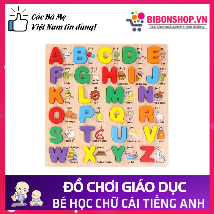 Bảng Học Chữ Cái Tiếng Anh In Hoa Bằng Gỗ Bé Dễ Học Theo Hình