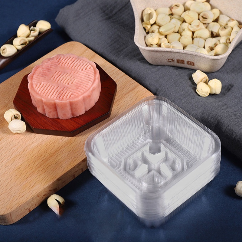 Set 100 Hộp Đựng Bánh Hình Vuông Trong Suốt 2 Màu