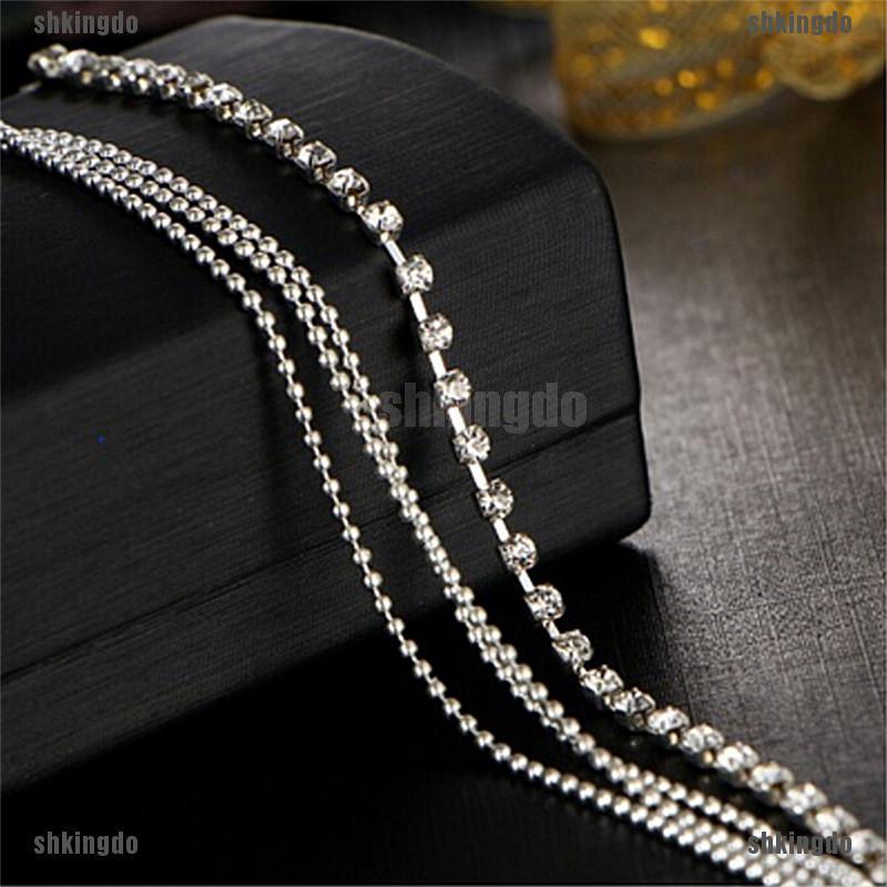 Lắc Chân Nhiều Lớp Đính Đá Pha Lê Quyến Rũ