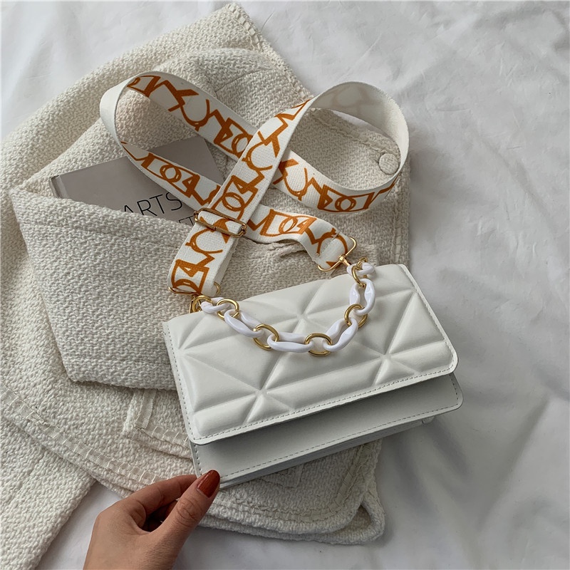 Túi Đeo Chéo Vai Hình Vuông Nhỏ Màu Trơn Thời Trang Phong Cách Hàn Quốc Cho Nữ