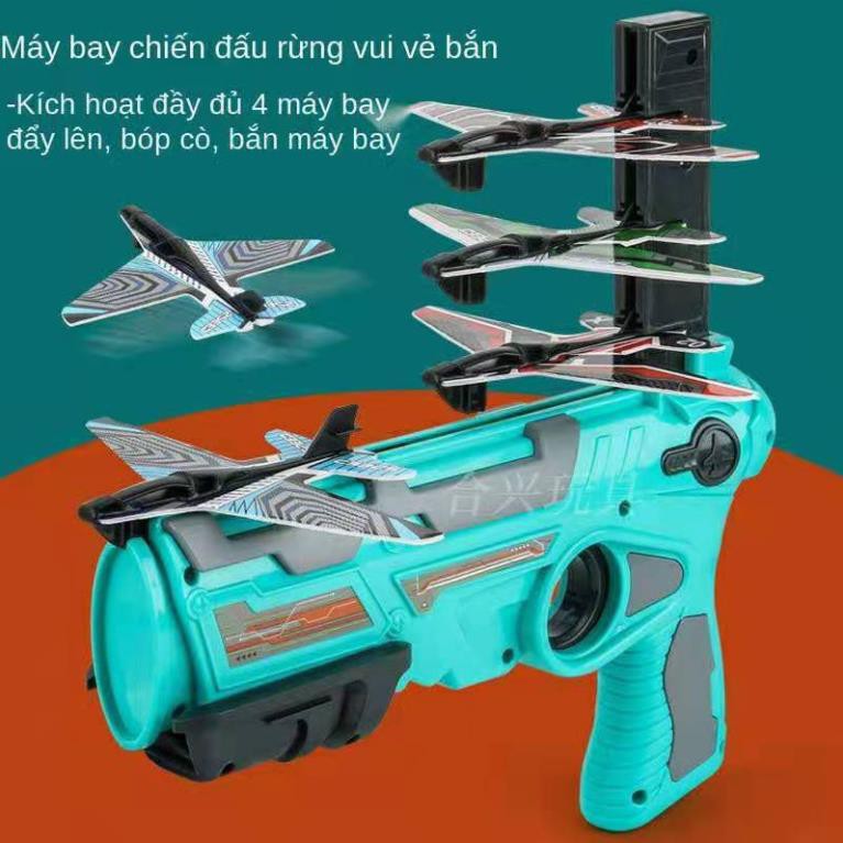 Súng đồ chơi máy bay bắn đạn dành cho trẻ em dùng không chiến đấu tay đôi có thể làm nổ bọt. bằng nhựa uốn lư