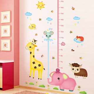 decal dán tường thước đo voi hồng