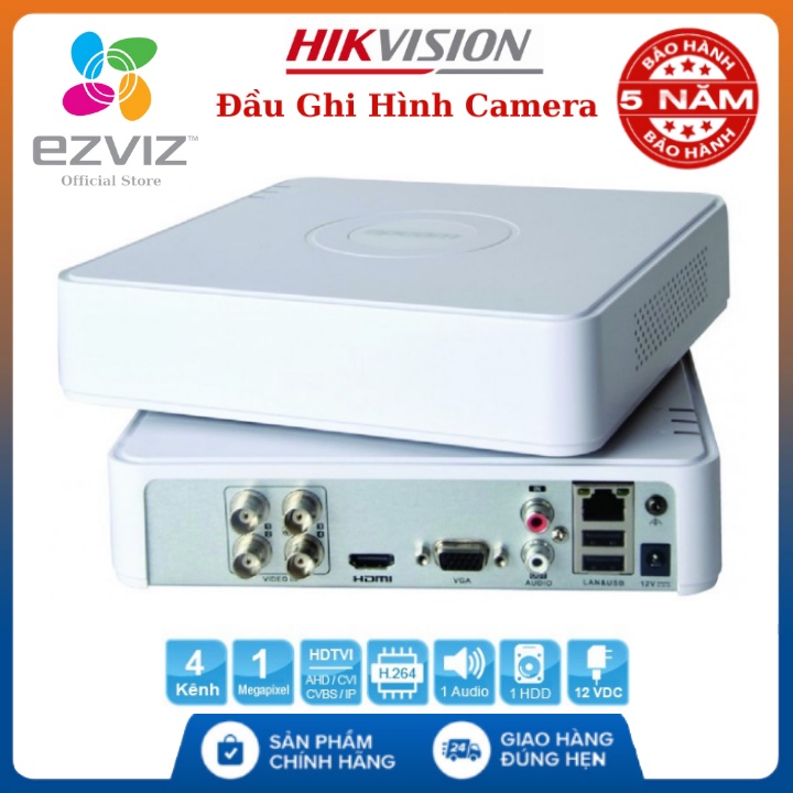 Đầu Ghi Camera Hikvision DS-7104HGHI-F1 , Cổng xuất hình ảnh HDMI & VGA 1080P đồng thời , Hỗ trợ 1 ổ cứng (tối đa 6TB/ổ) | WebRaoVat - webraovat.net.vn