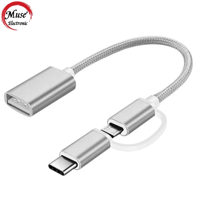 Dây Cáp Chuyển Đổi Dữ Liệu OTG Type-c Sang Usb 2 Trong 1 Cho Điện Thoại / Máy Tính Bảng