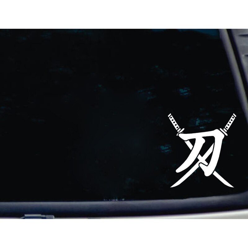 Decal Dán Trang Trí Xe Hơi Hình Kanji Katana 14.7cm X 16cm