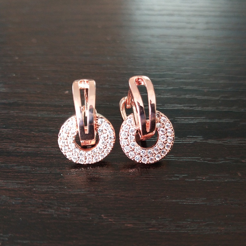 Đôi Khuyên Tai Tròn Nhỏ Đính Đá Thời Trang Cho Nữ