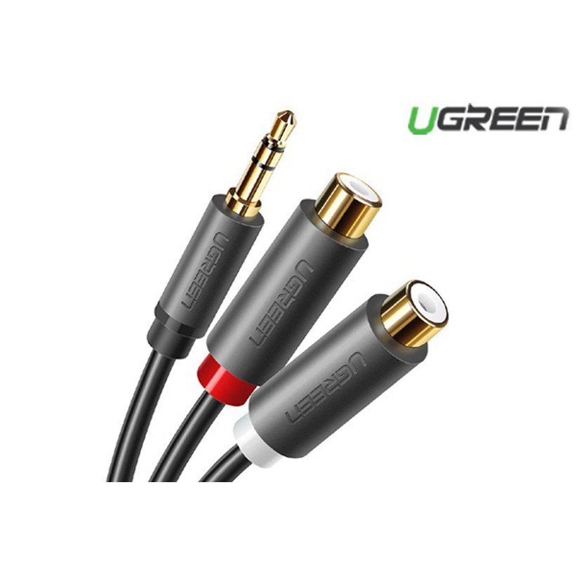 [Free ship từ 150k ] Cáp Audio chuyển từ jack 3.5mm ra 2 đầu hoa sen RCA (âm) Ugreen 10547 Hưng Thịnh computer