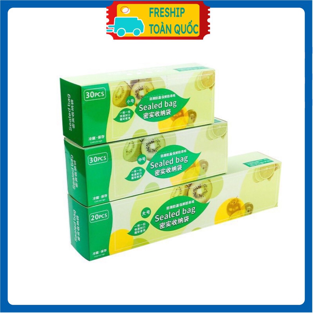 PVN31208 Set 3 Hộp Túi Zip Đựng Thực Phẩm Có Khóa Đủ Cỡ Sealed Bag Thông Minh T2 .