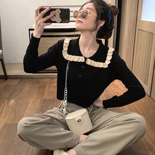 Áo len nữ cổ bẻ dài tay thời trang