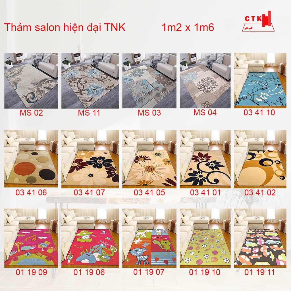 Thảm trải sàn phòng ngủ, thảm trải sàn phòng khách trang trí len cao cấp TNK 160x 120cm