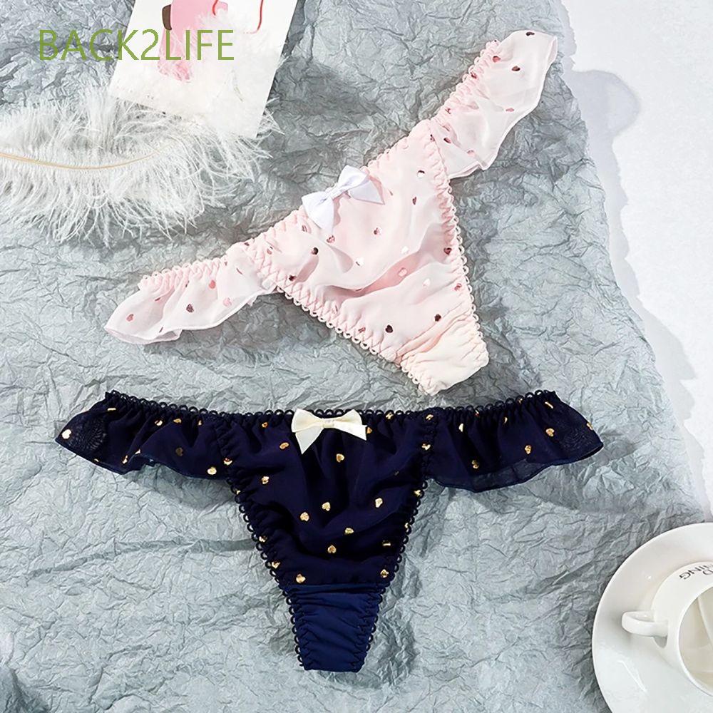 Quần lót lưng thấp đính nơ hình trái tim dễ thương quyến rũ dành cho nữ BACK2LIFE