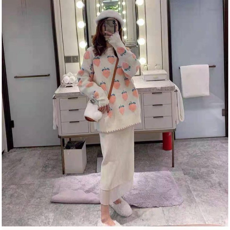 Chân váy len 2 lớp, chân váy xếp ly