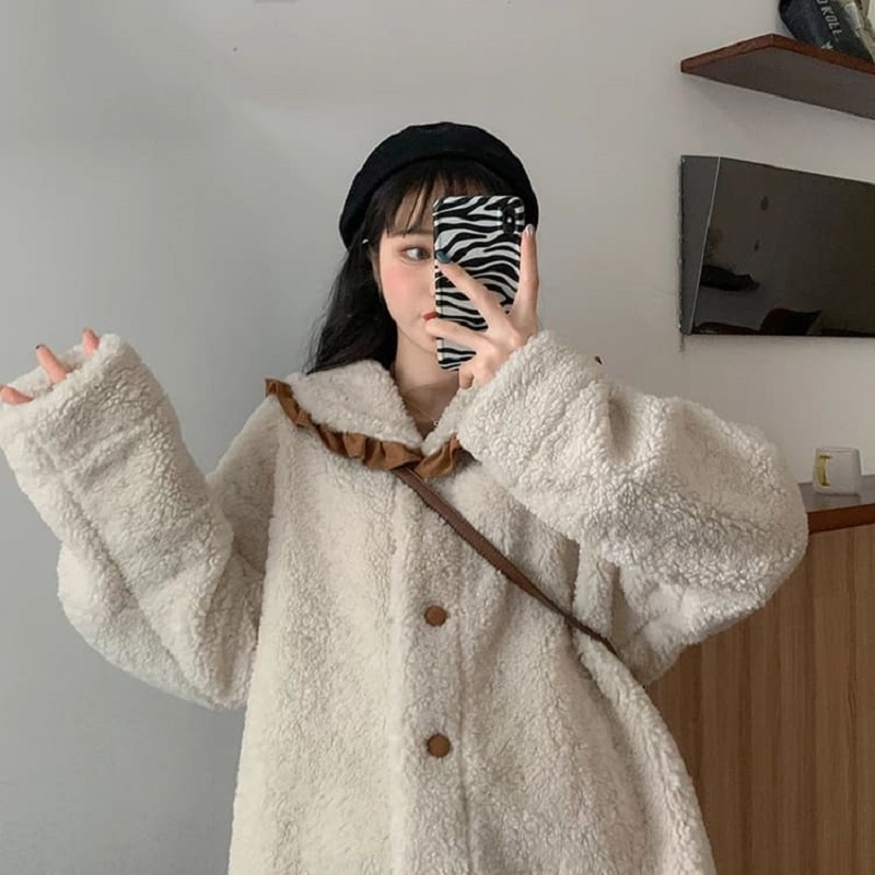 Áo khoác lông nữ cổ bèo DUNEK Áo khoác thu đông Ulzzang chất lông mềm hot trend - CUTE_ZOO