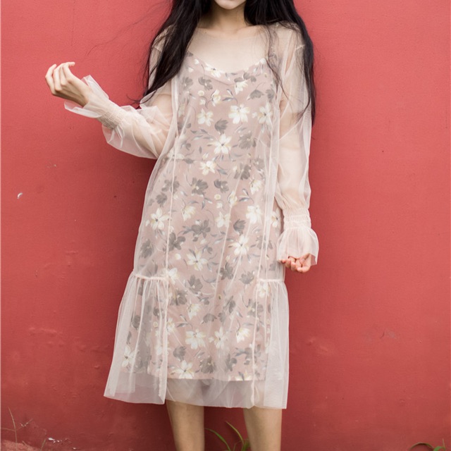 (Sale xả kho) set váy babydoll hoa voan