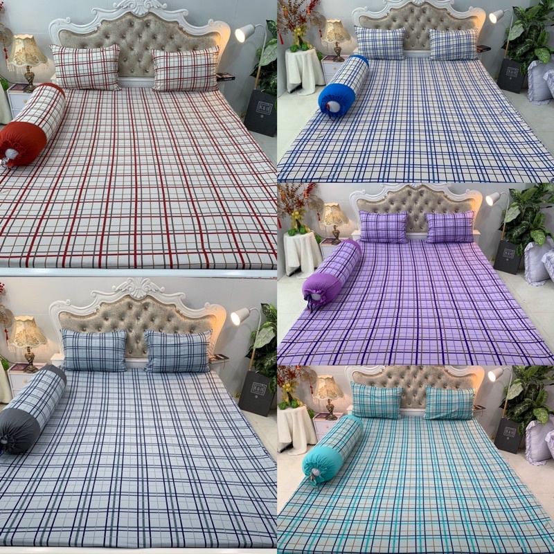 Bộ drap thun hàn quốc 4 món mẫu sọc caro