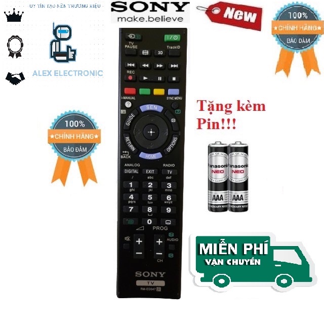 Điều khiển Tivi Sony RM-ED047 LCD/LED SMART TV OLED- Hàng chính hãng 100% Tặng kèm Pin-Điện tử Alex