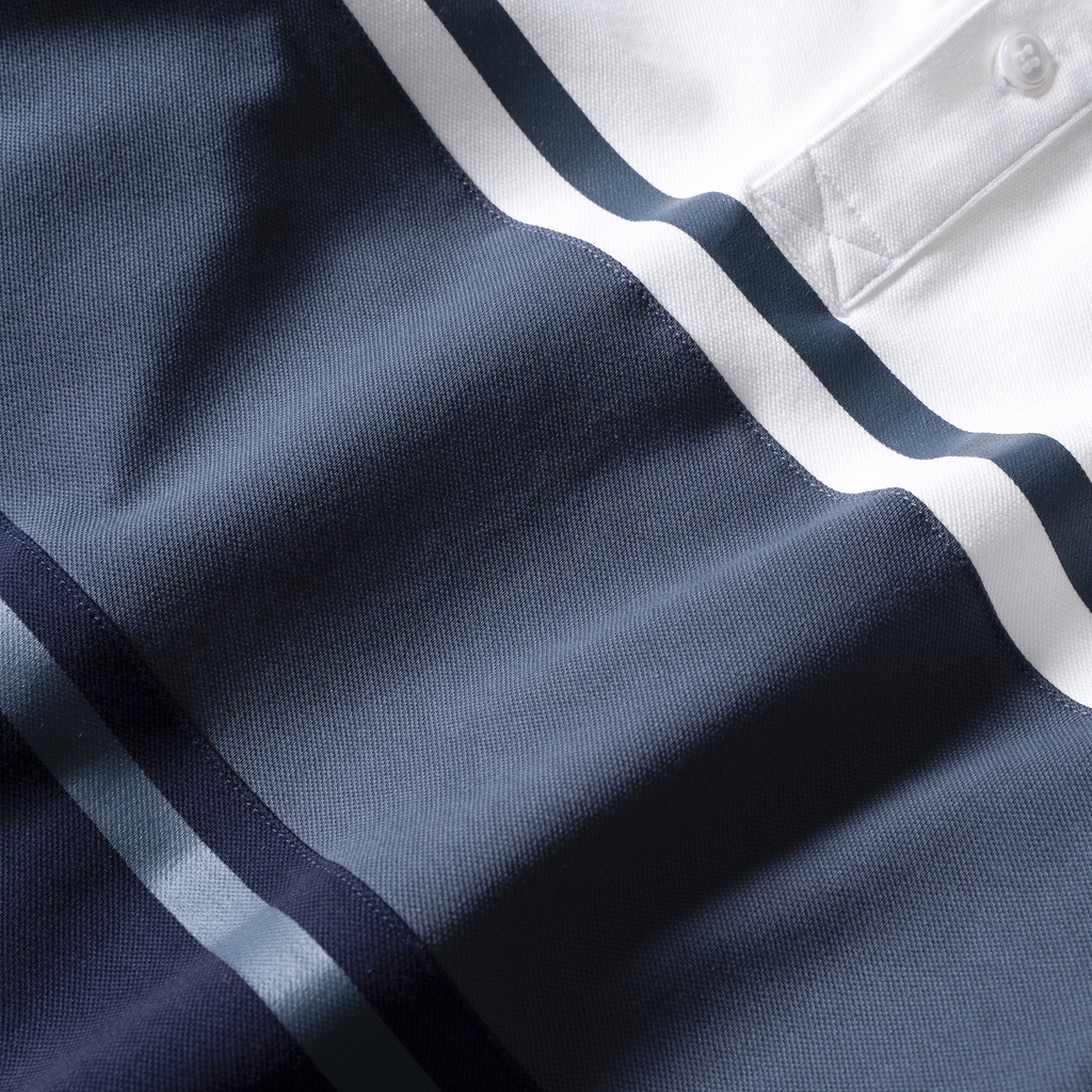 Áo Polo nam CELI LEEVUS phối sọc thanh lịch, vải cotton, form regular APL222