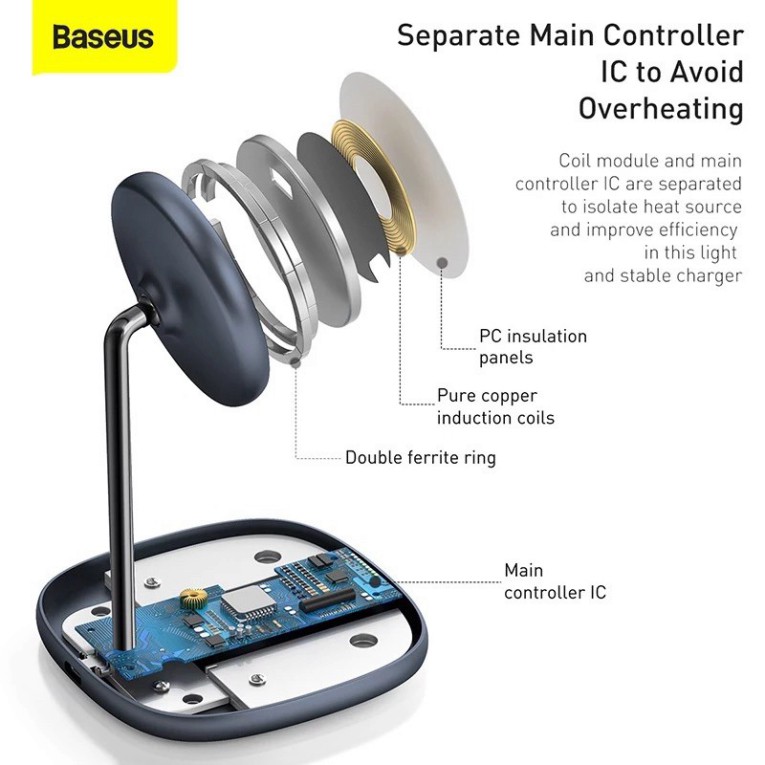 Đế giữ điện thoại tích hợp sạc nhanh không dây Baseus Swan Magnetic iPhone 12 series