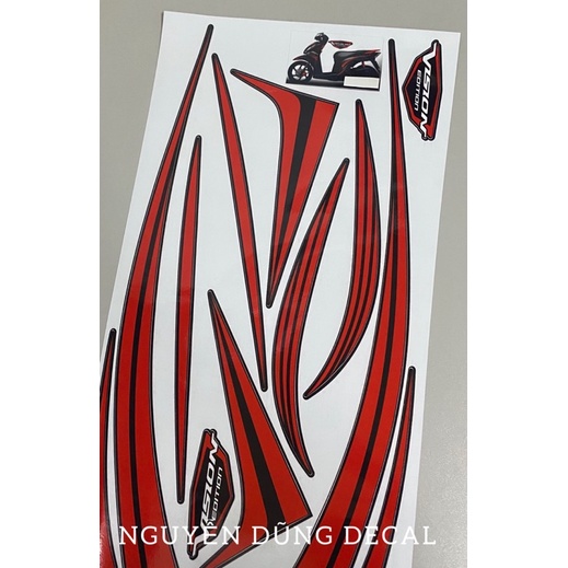 Tem chế nguyên bộ cho xe Vision màu đỏ đen_ Nguyễn Dũng Decal