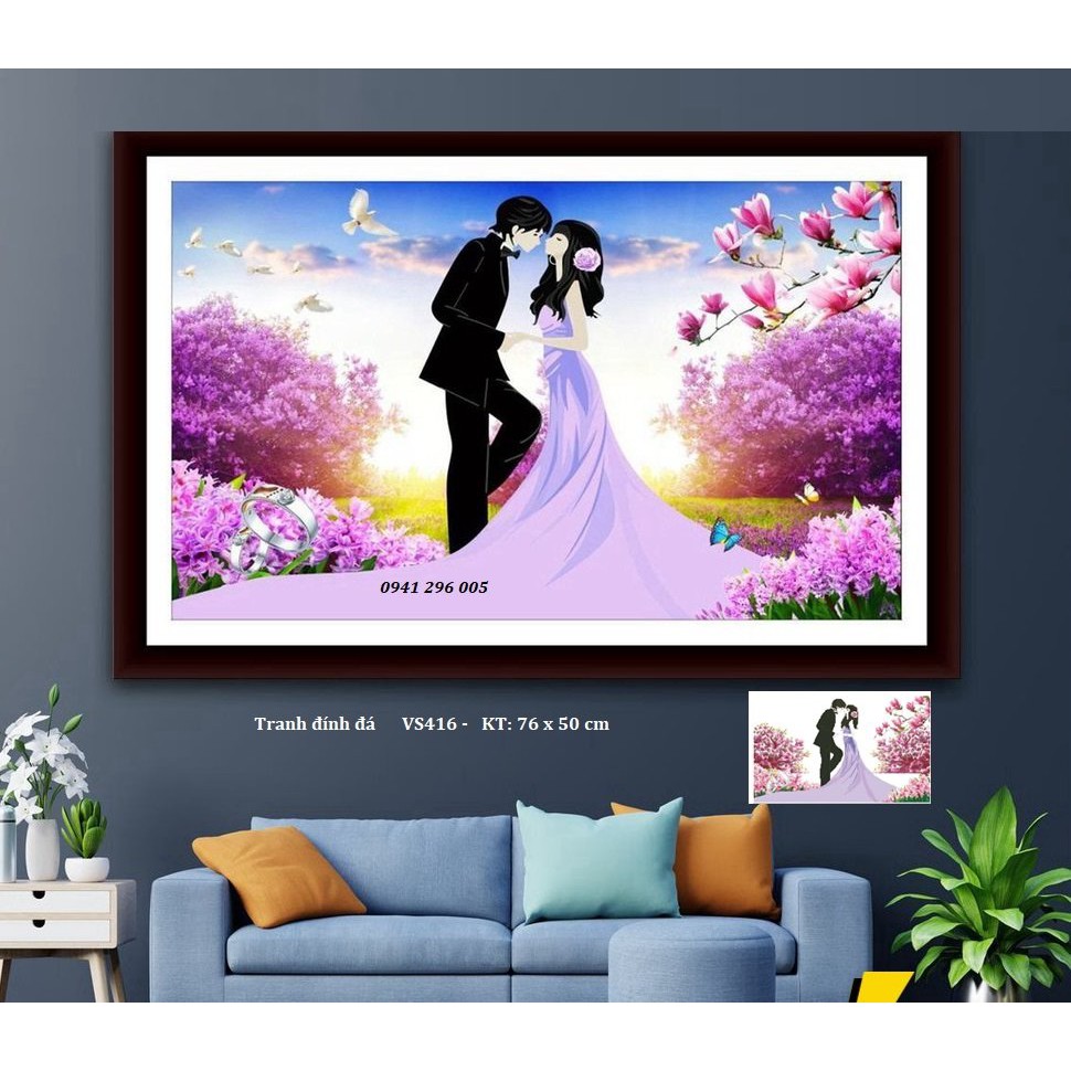 Tranh đính đá Tình yêu vĩnh cửu (75x53cm) - chưa đính đá