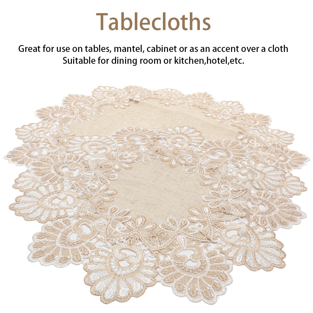 Khăn trải bàn tròn thêu ren phong cách Nhật Bản