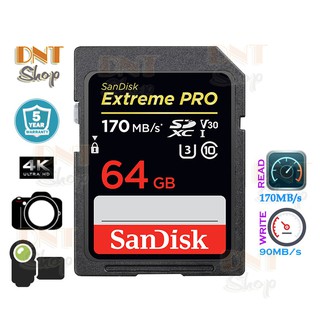 Thẻ nhớ SDXC SanDisk Extreme PRO 64GB UHS-I U3 4K V30 170MB/s - Model 2019 (SDSDXXY-064G-ANCIN)