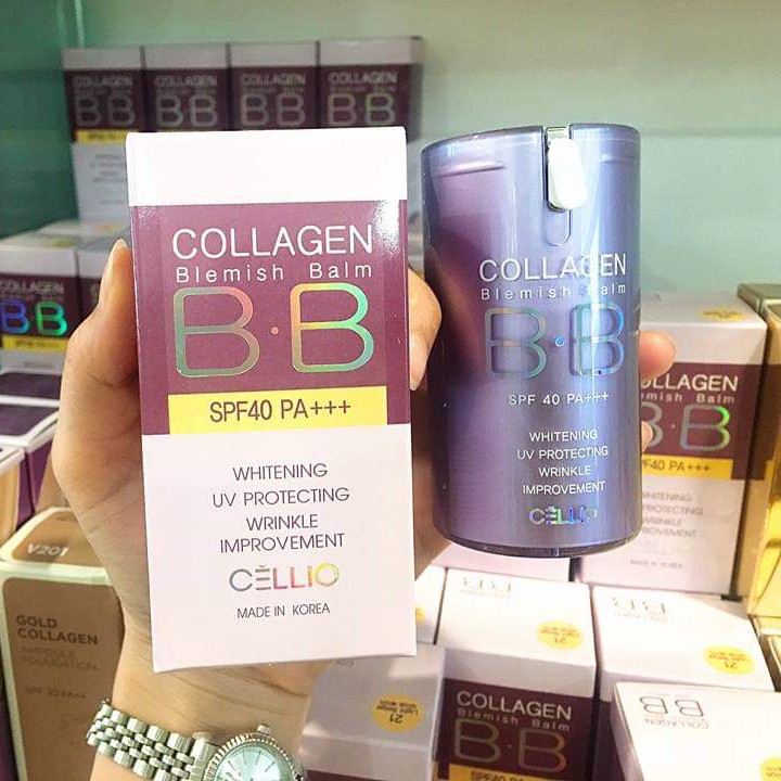 Kem BB Collagen Blemish Balm Cellio SPF40 PA++ Hàn Quốc #21Light Beige