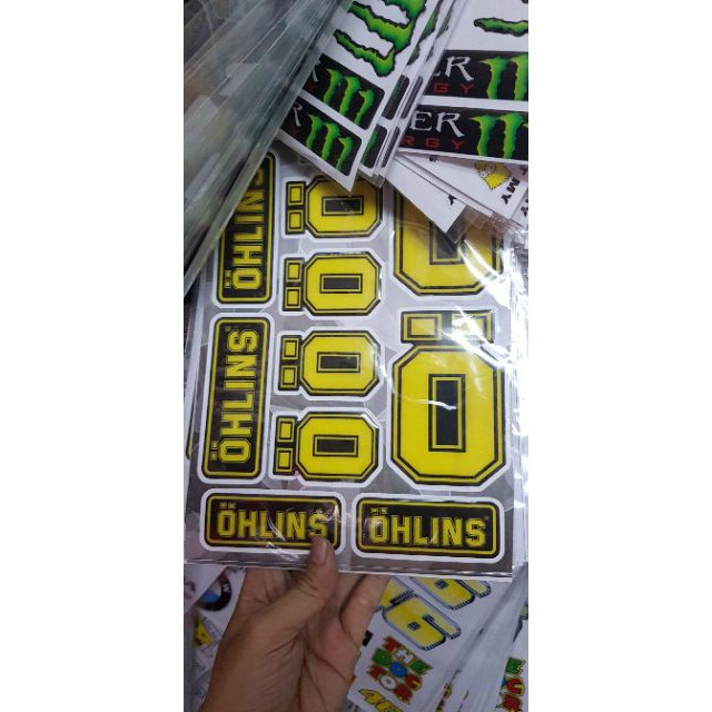 tem dán xe 1miếng bự a4 nổi dán xe hình ohlins=