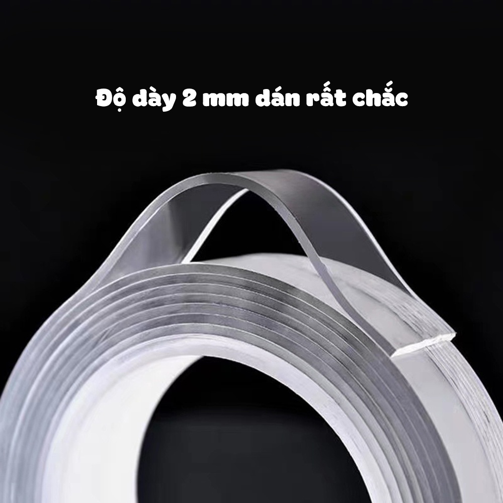 Băng dính 2 mặt trong suốt chịu tải cao chống thấm nước ( cuộn rộng 2 cm dài 3/5 mét)