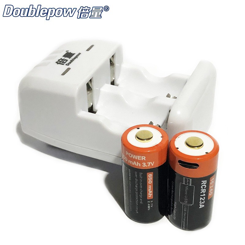 Bộ Sạc Pin Doublepow DP-K06 Kèm 02 Pin Sạc DP-CR123A 650mAh Cao Cấp