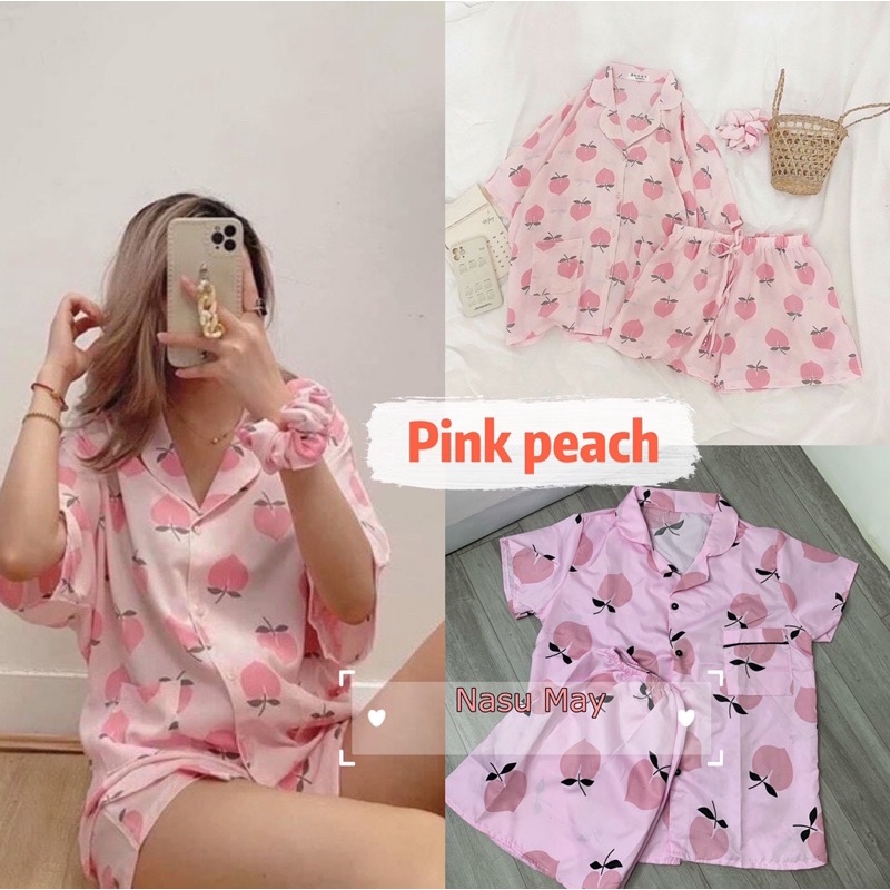 Bộ Đồ Ngủ Pijama Nữ QUẢ ĐÀO Kate Tay Cộc Mặc Nhà Xinh