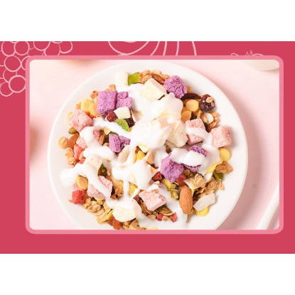 { SALE221 } [HỒNG] Ngũ Cốc Giảm Cân  Sữa Chua Mix Hoa Quả Trái Cây Sấy Khô Oatmeal Yến Mạch 400G - Đồ ăn vặt nội địa RUV