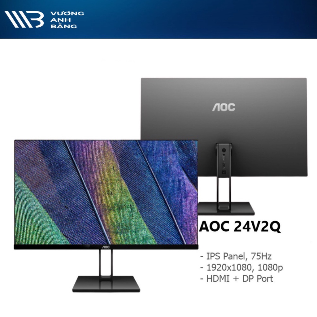 Màn hình LCD 24” AOC 24V2Q/74 FHD IPS 75Hz Freesync Gaming- Hàng Chính Hãng