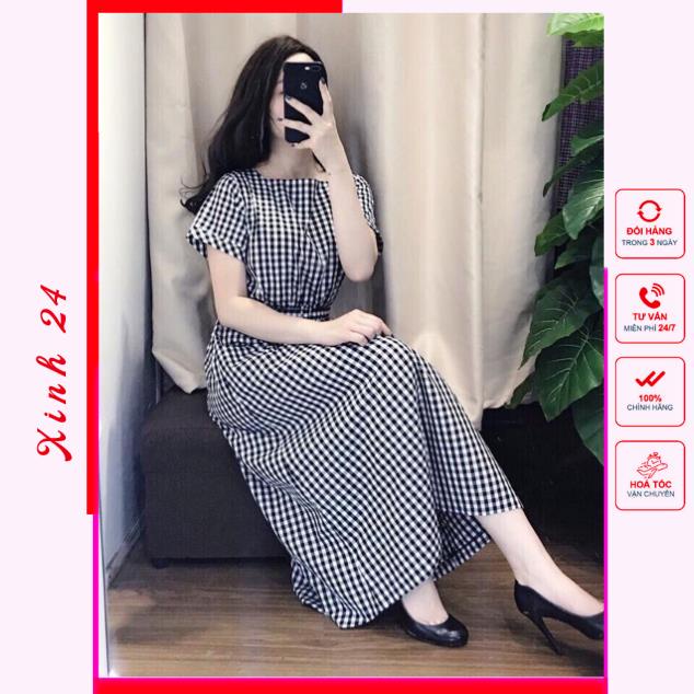 Đầm váy caro form dài kèm belt (kèm hình thật) | BigBuy360 - bigbuy360.vn