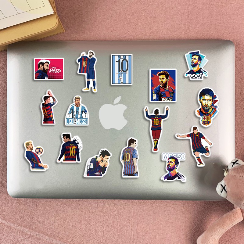 Sticker Bóng Đá 50 Hình Dán Decal Messi Chống Nước Trang Trí Xe Điện Thoại Mũ Bảo Hiểm Laptop