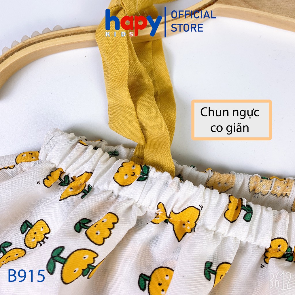 Đồ bộ cho bé gái 2 dây chun ngực Hapykids, chất liệu đũi xước mát mẻ cho bé từ 1-6 tuổi B915