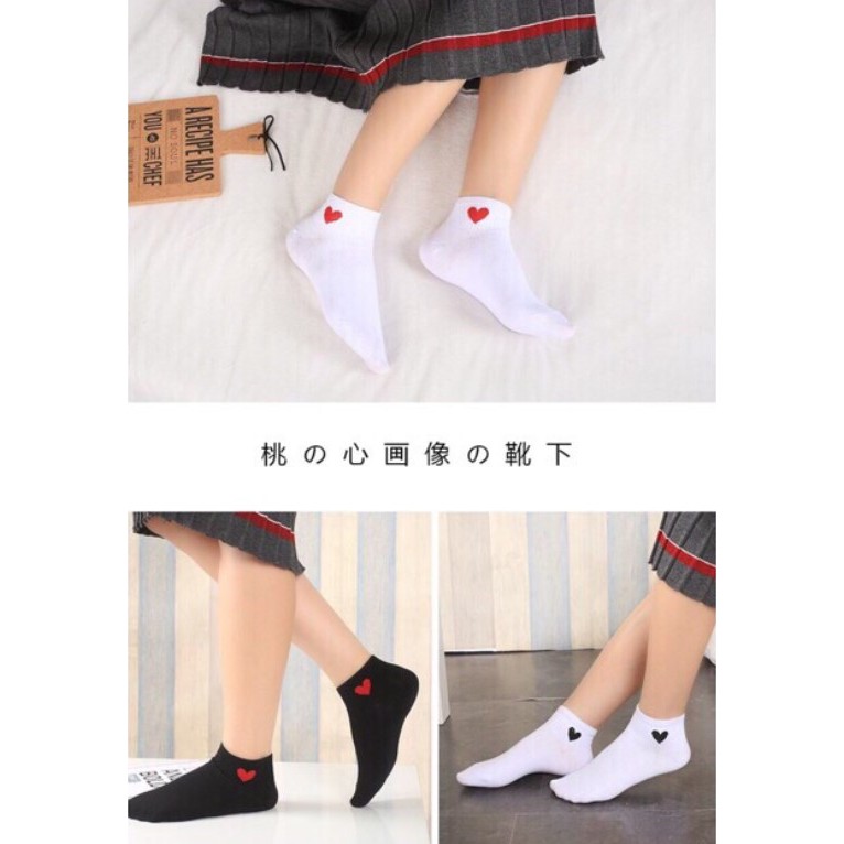 [ Combo 5] Tất , vớ nam nữ Hàn Quốc cổ TIM, chống hôi chân cotton co giãn 4 chiều, chất liệu mềm mịn ko bai xù.