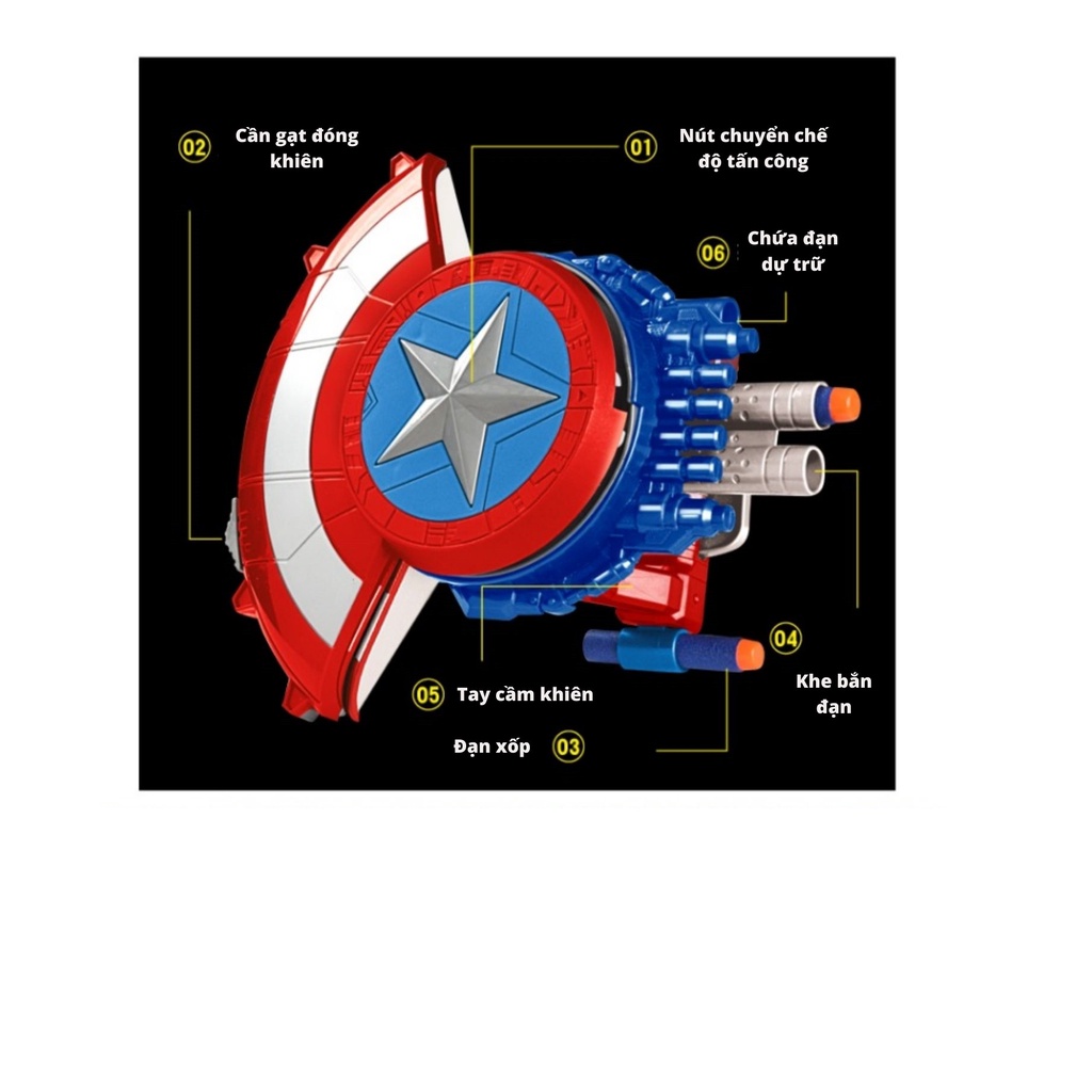 Đồ chơi khiên đội trưởng mỹ. Khiên Captain America đồ chơi siêu nhân Marvel Avengers cho bé