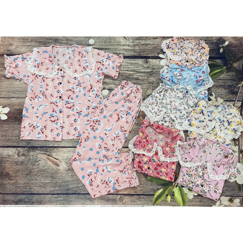 ❌Set lụa hoa tay ngắn rối ren siêu xinh 🥰 dịch mặc đồ bộ ở nhà là siêu mát , thoải mái nữa ạ