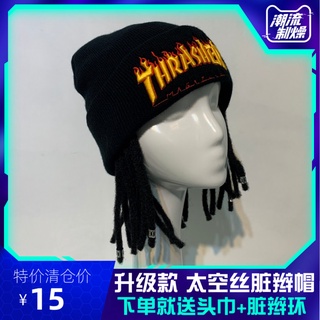  Mũ beanie gắn tóc giả phong cách hip hop thời trang thu đông cho nam 