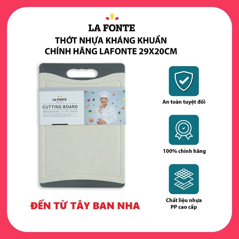 Thớt Nhựa Cao Cấp La Fonte 29x20x1 cm Kháng Khuẩn Tiện Dụng Bền