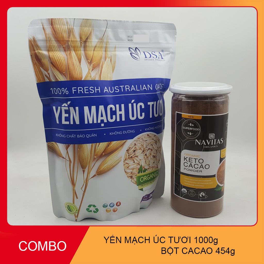 Combo 1 kg yến mạch úc tươi giảm cân và 1 hũ cacao.