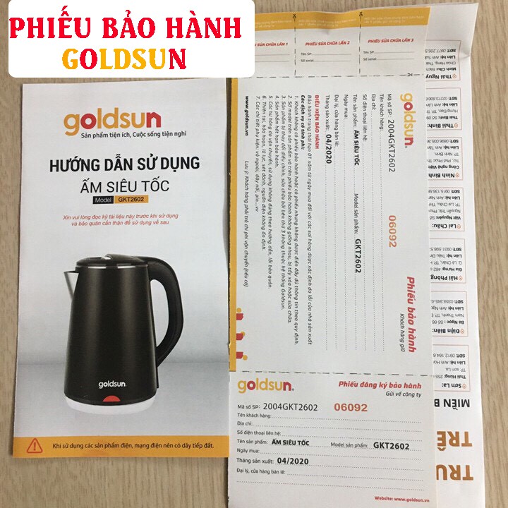 Ấm Siêu Tốc Goldsun 2602 Chính Hãng Bảo Hành 12 Tháng 1 Đổi 1